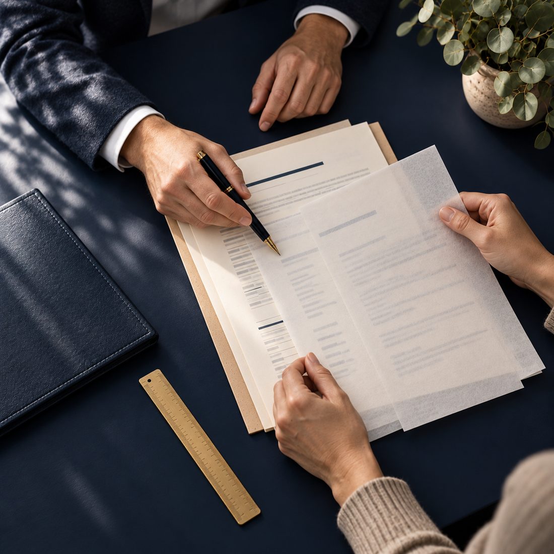 Rencontre entre un CPA et un client, revue des états financiers